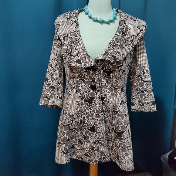 🖤🤍 Nygard Floral Tapestry Print Jacket / Coat - Size 6P - Picture 2 of 9